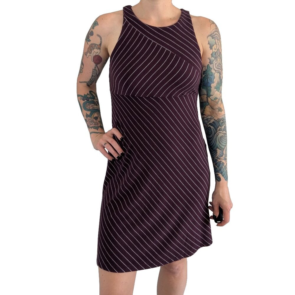 Athleta Santorini Mix Stripe Purple Athleisure Dress | PS